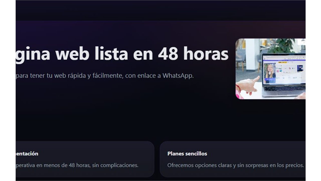 Ejemplo visual de landing page